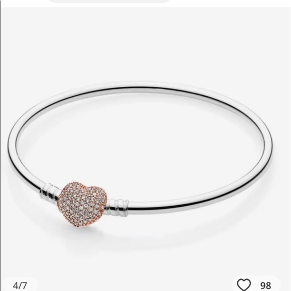 ❤️BEAUTIFUL SILVER PANDORA LIKE BRACELET WITH ROSE GOLD HEART CLASP❤️ - Picture 3 of 5